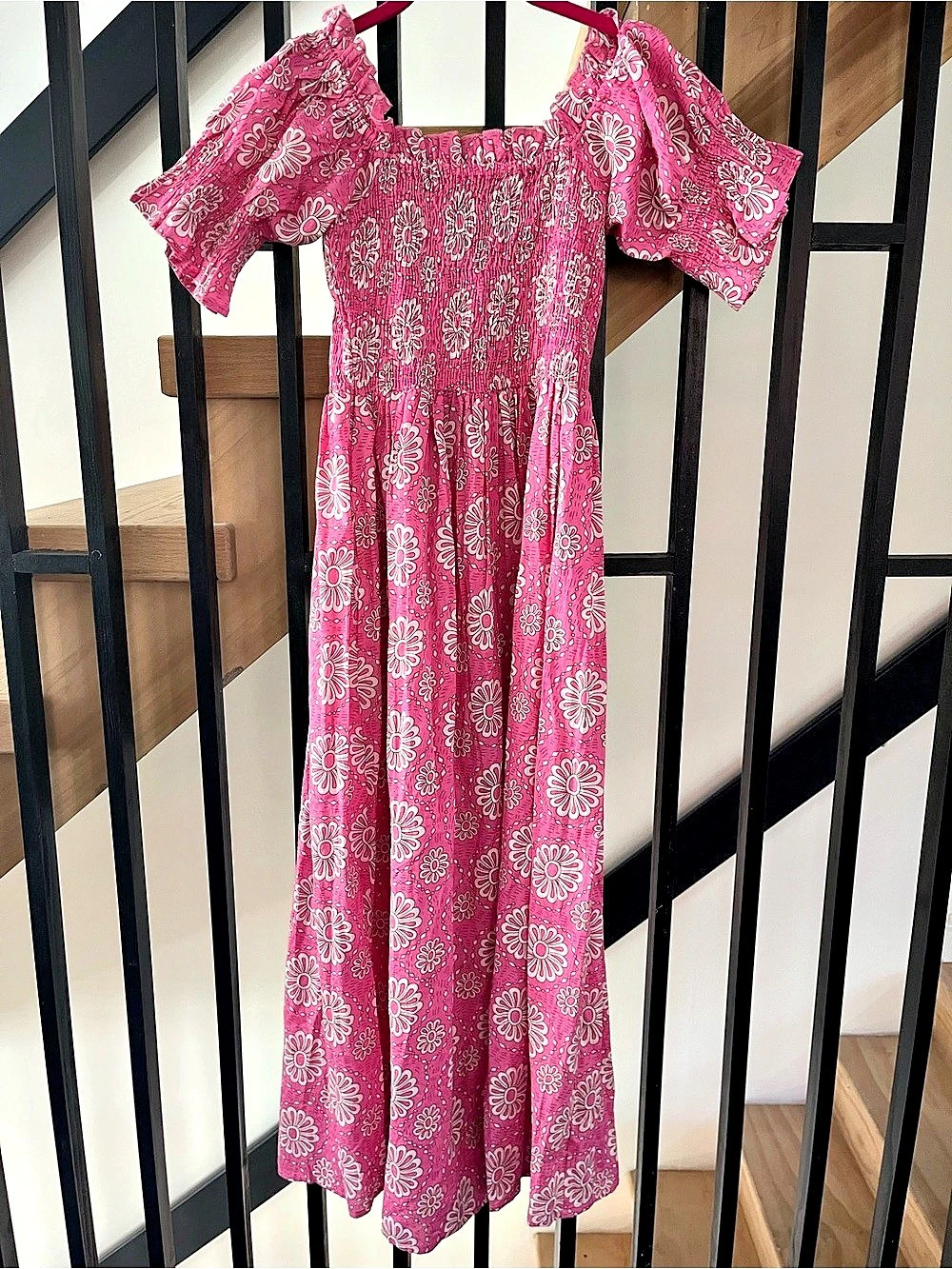 Mille Cate Dress in Pink Daisy Floral Maxi Dress 100% Cotton Size XXS NWT